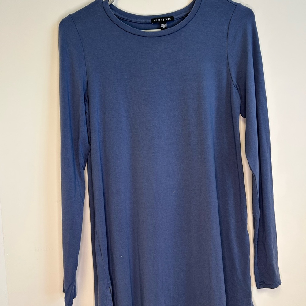 Eileen Fisher System Lagenlook Blue/Periwinkle Long Sleeve Tunic Top Set of 2